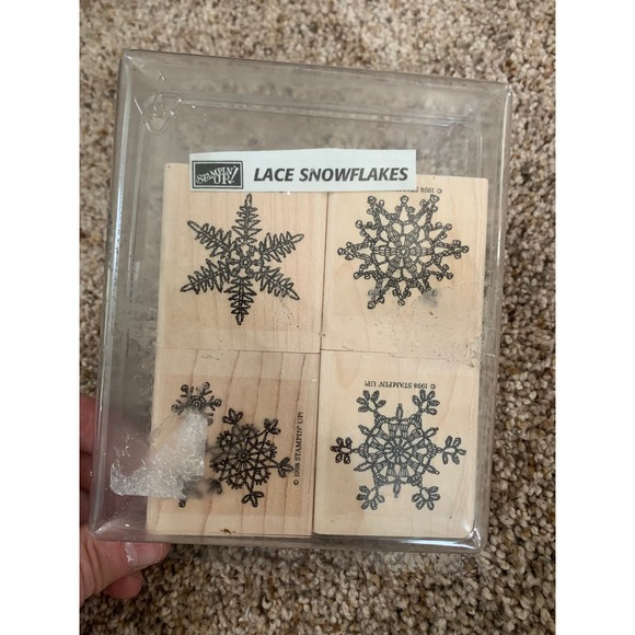 Stampin Up! Lace Snowflakes 4 piece Set 2x2 Size - Picture 3 of 7